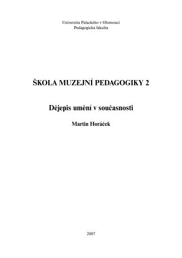 Å kola muzejnÃ­ pedagogiky 2 - Katedra vÃ½tvarnÃ© vÃ½chovy PdF UP