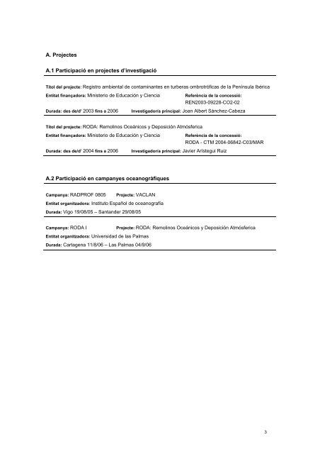 Curriculum vitae - ICTA - Universitat AutÃ²noma de Barcelona