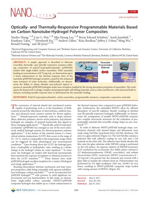 Optically- and Thermally-Responsive Programmable Materials ...