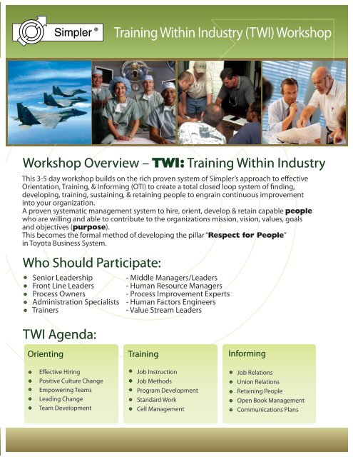 Twi Training. Examples Twi Training Within Industry โ Twi Training Courses โ TWPFPC