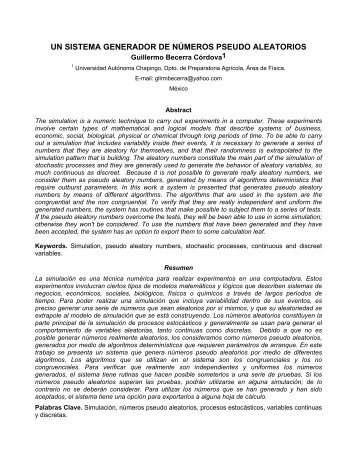 un sistema generador de nÃºmeros pseudo aleatorios - Virtual ...