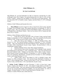 Descendants of John Williams, Sr - West Virginia Genealogy