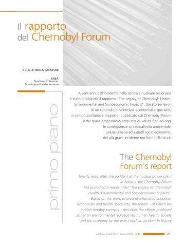 Il Rapporto del Chernobyl Forum - Enea