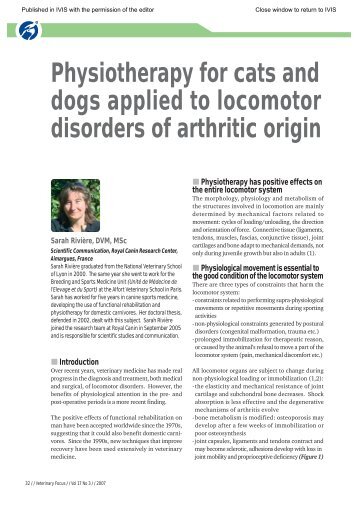Physiotherapy for Cats and Dogs Applied to Locomotor Disorders of ...