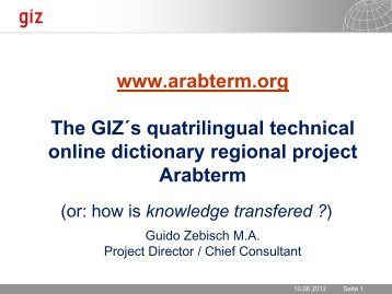 Mr. Guido Zebisch, Project Manager, GIZ-Morocco - ACWUA