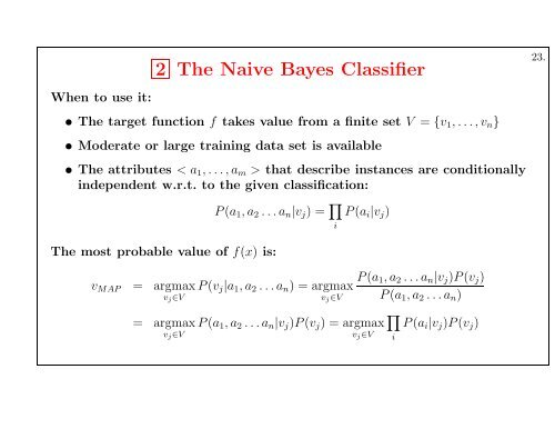 2 The Naive Bayes Classifier - Profs.info.uaic.ro