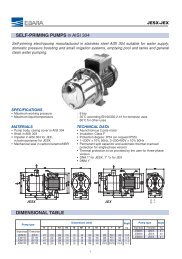 SELF-PRIMING PUMPS in AISI 304 DIMENSIONAL TABLE - Ebara