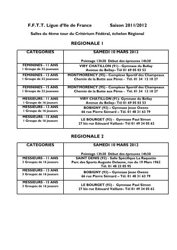 regionale 1 - Ligue d'Ile de France de Tennis de Table