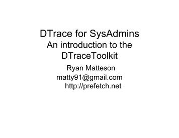 DTrace for SysAdmins