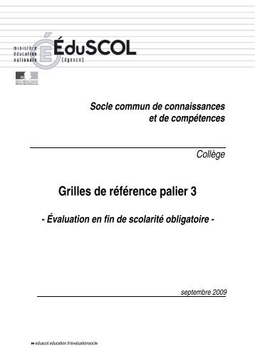 Grilles de référence palier 3