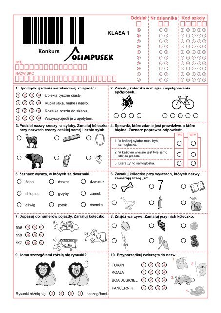 KLASA 1 Konkurs - Olimpus
