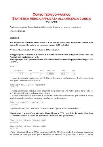 intervalli di confidenza e test di ipotesi