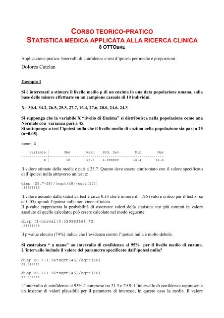 intervalli di confidenza e test di ipotesi