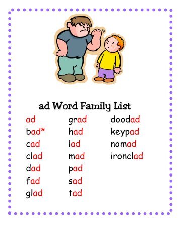 ad Word Family Set - Little Book Lane