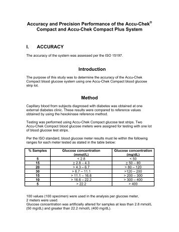 Accuracy and Precision Performance of the Accu-Chek Compact ...