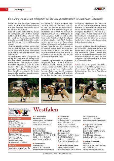 Die September 2012 - Erste Westernreiter Union Deutschland e.V.