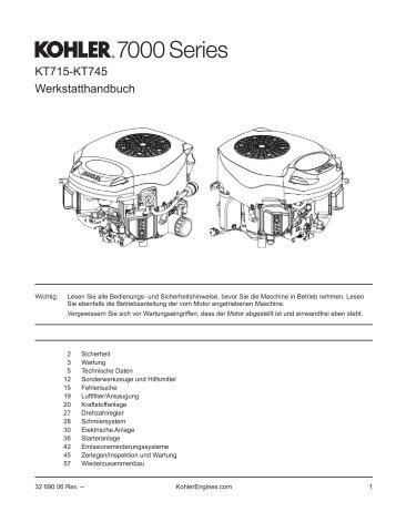 Werkstatthandbuch KT715-KT745 - Kohler Engines