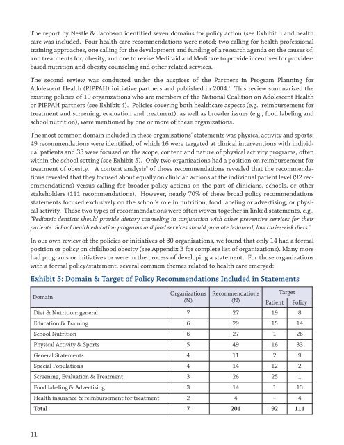 Childhood Obesity: The Role of Health Policy - Association of ...