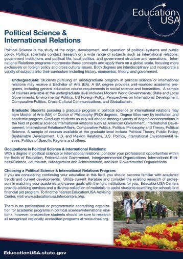 Political Science & International Relations - EducationUSA