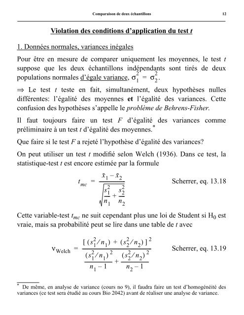 Comparaison de deux Ã©chantillons - Laboratoire de Pierre Legendre