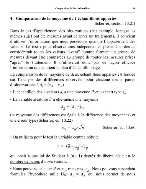 Comparaison de deux Ã©chantillons - Laboratoire de Pierre Legendre