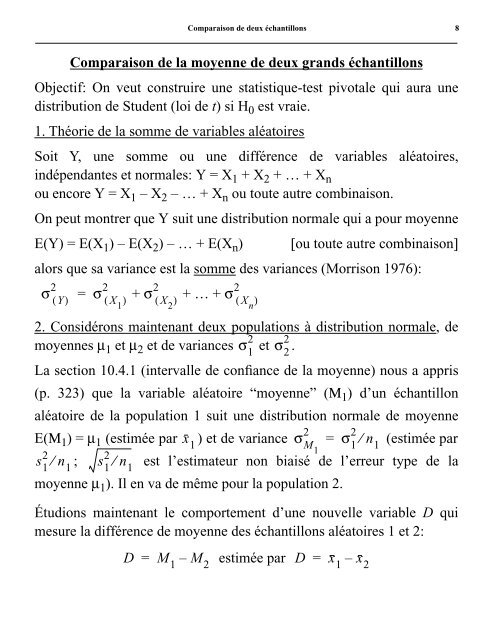 Comparaison de deux Ã©chantillons - Laboratoire de Pierre Legendre