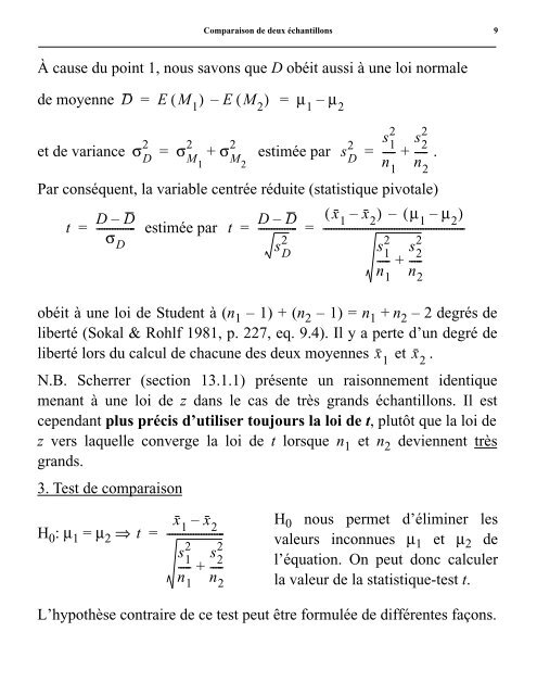 Comparaison de deux Ã©chantillons - Laboratoire de Pierre Legendre