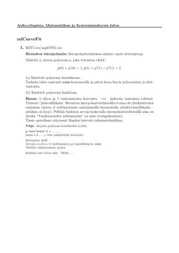 MATLAB-tehtävät PDF-muodossa - Aalto-yliopisto