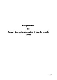 Programme du forum des microscopies Ã  sonde locale 2008 - IM2NP