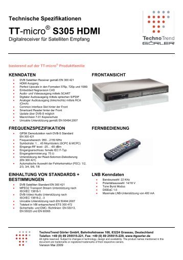 Datenblatt (PDF) - Technotrend GÃƒÂ–RLER