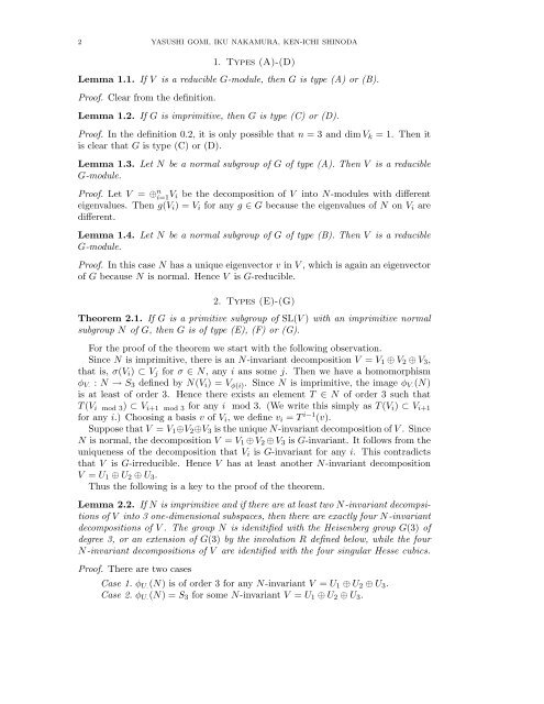 A SHORT CLASSIFICATION OF FINITE SUBGROUPS OF SL(3,C) 0 ...
