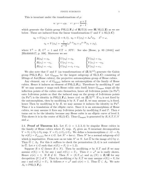A SHORT CLASSIFICATION OF FINITE SUBGROUPS OF SL(3,C) 0 ...