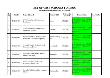 List of CBSE school for NOC