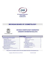 MICHIGAN BOARD OF COSMETOLOGY - PSI