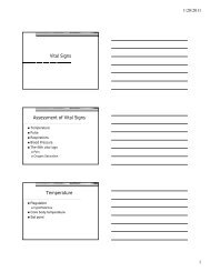 Vital Signs Assessment of Vital Signs Temperature