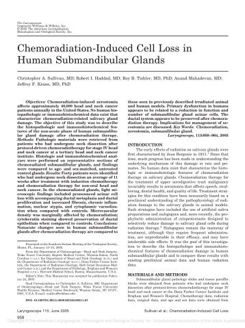 Chemoradiation-Induced Cell Loss in Human Submandibular Glands