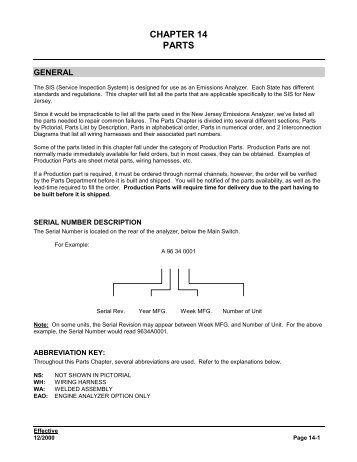 CHAPTER 14 PARTS - Snap-on Equipment