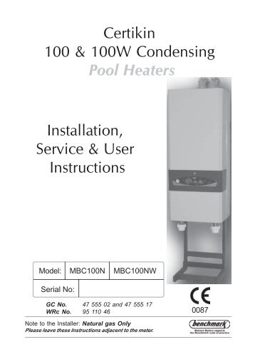 Certikin 100 & 100W Condensing Pool Heaters Installation, Service ...