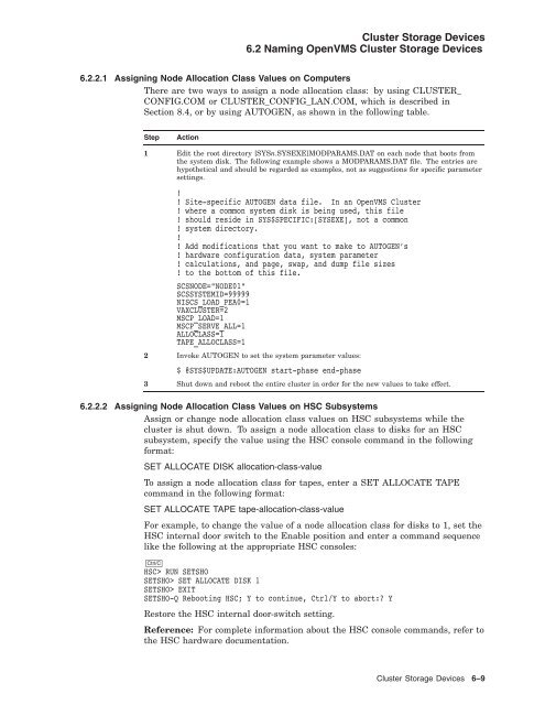 OpenVMS Cluster Systems - OpenVMS Systems - HP