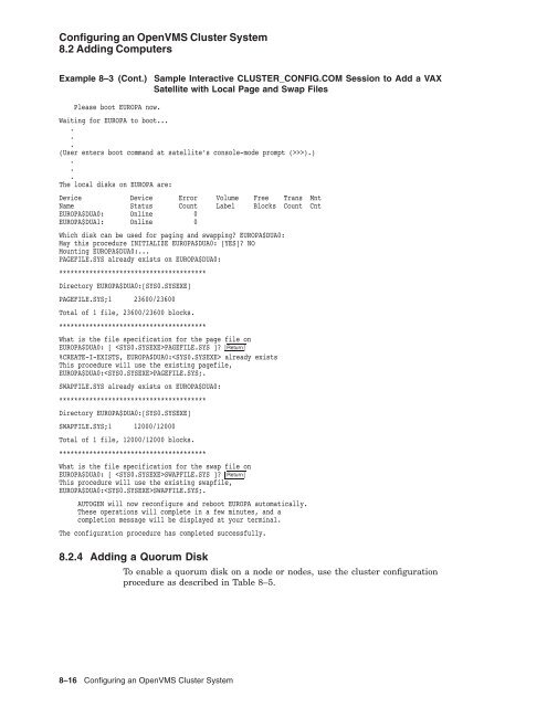 OpenVMS Cluster Systems - OpenVMS Systems - HP