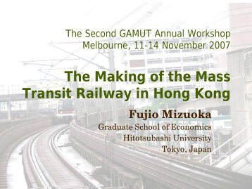 The Making of the Mass Transit Railway in Hong Kong