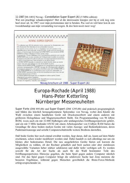 Europa-Rochade (April 1988) Hans-Peter Ketterling NÃ¼rnberger ...