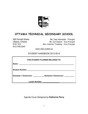 2013-2014 OTSS Student Agenda - Ottawa Technical Learning Centre