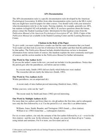 apa style tip sheet