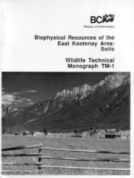 Biophysical Resources of the East Kootenay Area: Soils Wildlife ...