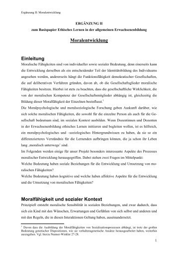 ErgÃ¤nzung II â Moralentwicklung -psychologie ... - Treffpunkt-Ethik