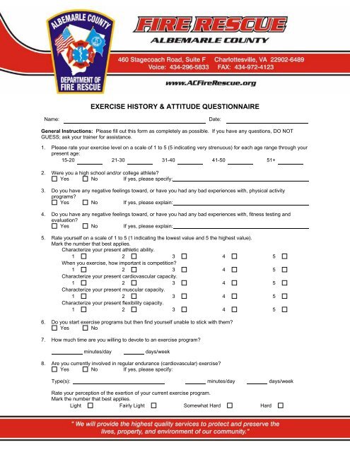 Exercise History Amp Attitude