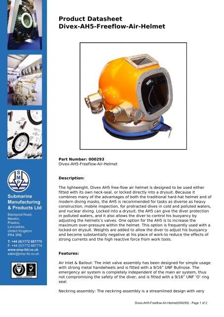 Product Datasheet: Divex-AH5-Freeflow-Air-Helmet