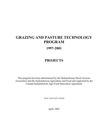GRAZING AND PASTURE TECHNOLOGY PROGRAM - Agriculture