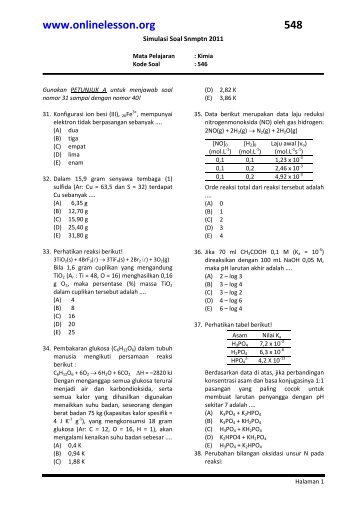 Latihan Soal SNMPTN 2011 Kimia 546 - Guru Indonesia